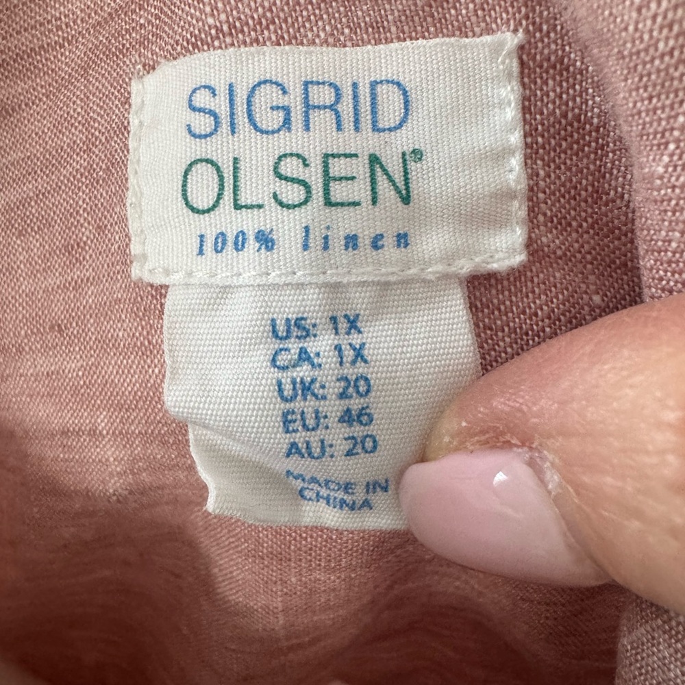Sigrid Olsen Mauve Linen Tunic Top - Size 1X - Picture 2 of 14